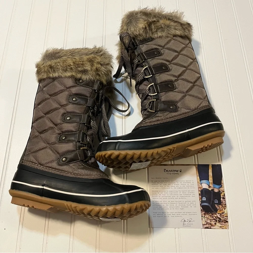 Bearpaw McKinley Boots Women’s Size 7 Brown Waterproof Boots NIB